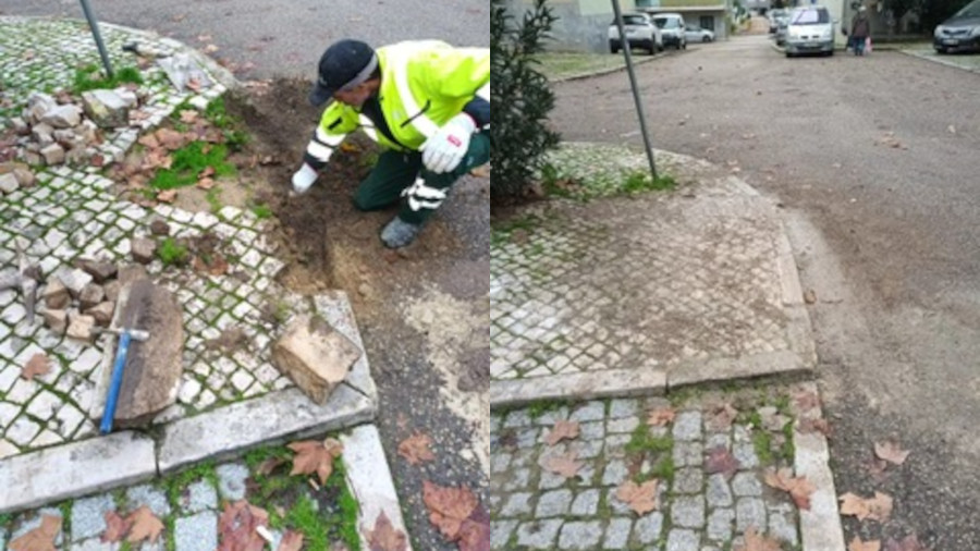 Reparação de calçadas nas zonas do Bairro do Liceu